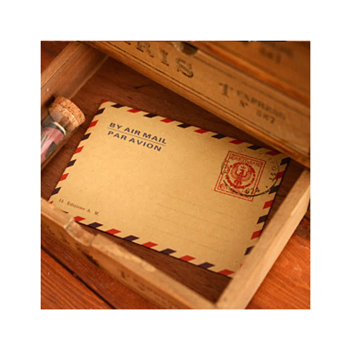 10pcs Retro Envelopes Brown Red Airplane Pattern Kraft Paper For Postcard Storage Gift Packaging