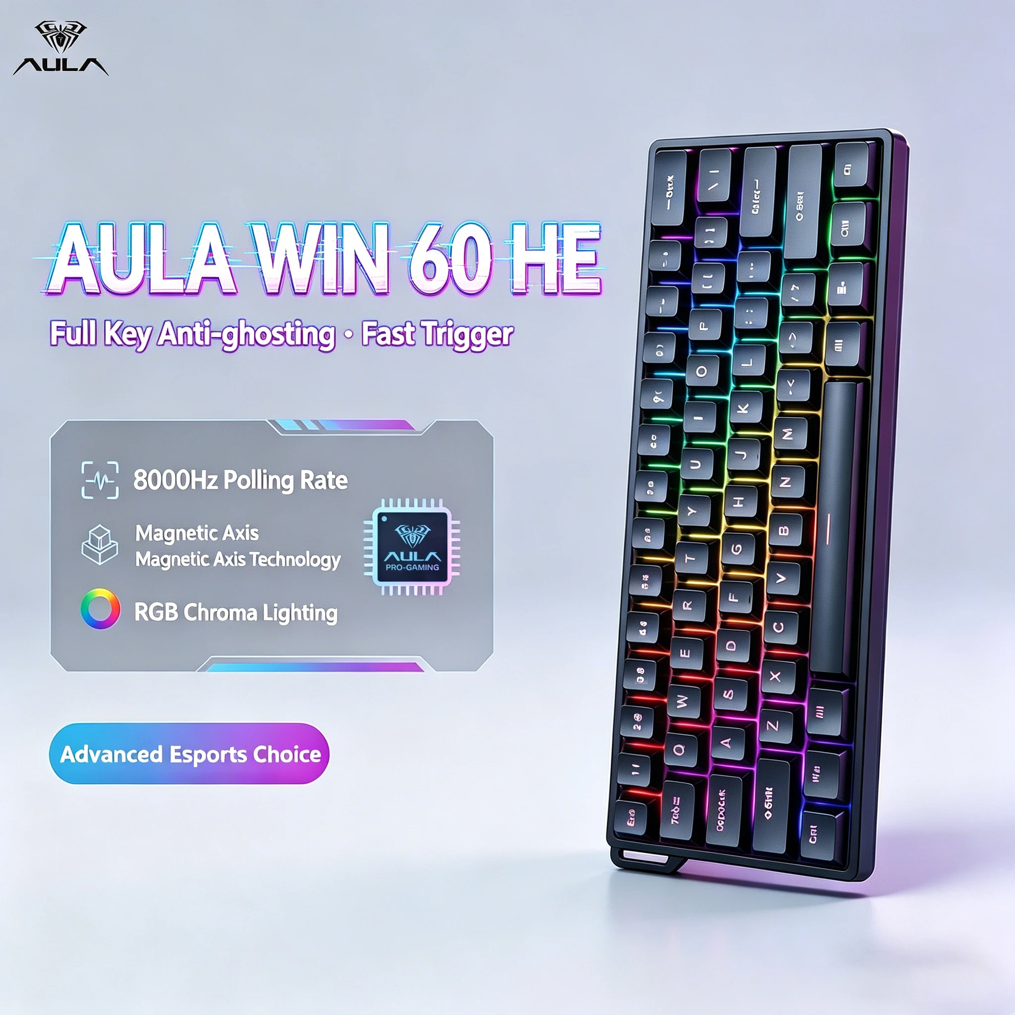 AULA WIN60HE 8000Hz Rapid Trigger Zero Dead Zone Hall Magnetic Keyboard 60% Gasket Hotswap RGB Mechanical Keyboard FPS Esport