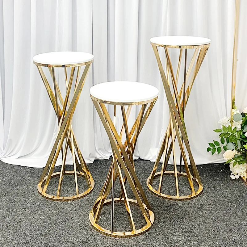 Wedding Gold Cake Plinth Party Dessert Display Table Pedestals Gold Cake Table Party Wedding Decoration Table Flower Stand