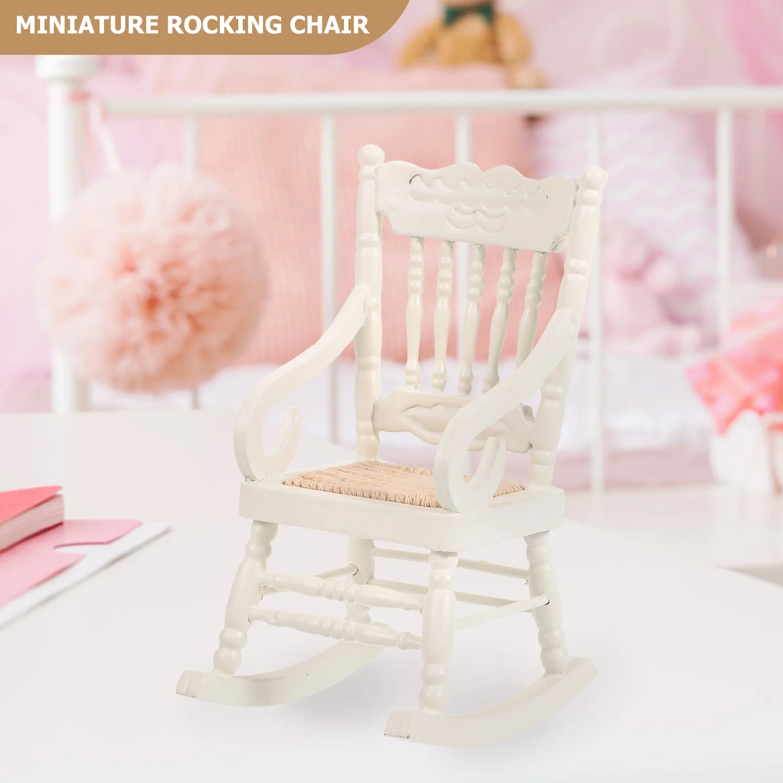 Furniture Recliner Small White Stroller Toys Dollhouses Wooden Chair Rocking Filling Baby