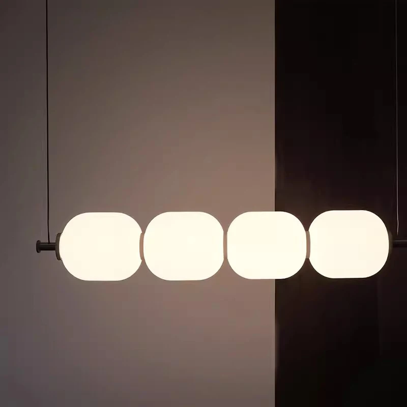 Nordic minimalist white warm soft light restaurant pendant lamp designer creative strip bar modern LED office pendant lamp