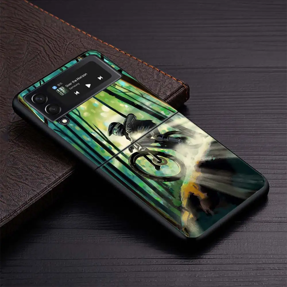 Amazing Mountain Bike Bicycle Zflip4 Zflip5 Phone Case For Samsung Z Flip3 Flip4 Flip5 5G zFlip 4 5 Cover Cellphone Shell Caso