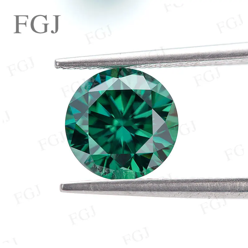 

Dark Green 0.5ct-8ct Loose Moissanite Stone Round Cut VVS1 Lab-Grown Diamond Tester Positive Wholesale Price for Jewelry Making