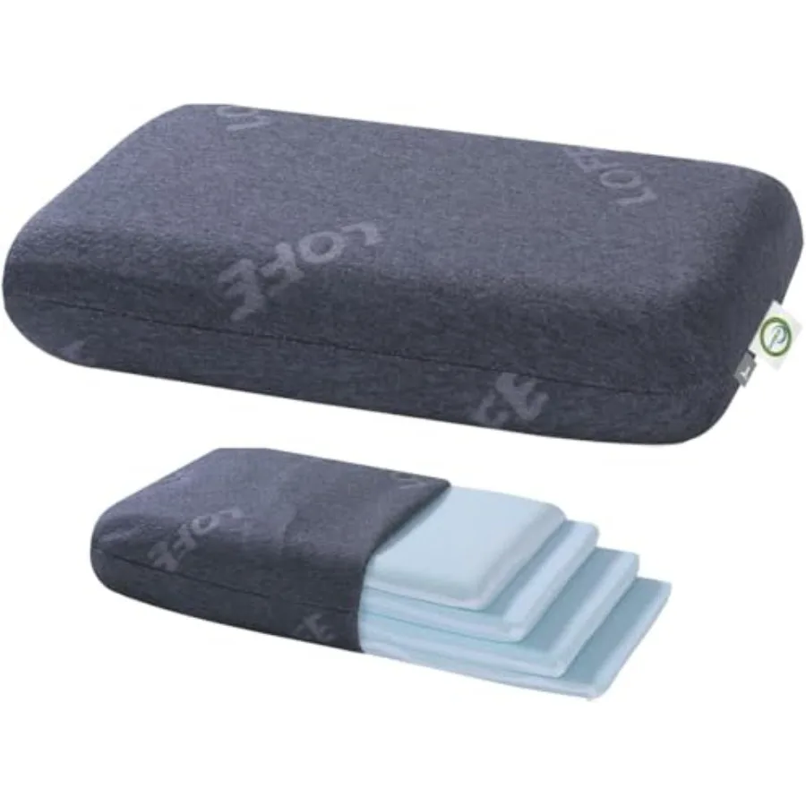 

Adjustable Memory Foam Pillow - 4 Heights from 1.2 to 4.8in, Cervical Pillow for Neck Pain Relief, CertiPUR-US Neck Support Pil