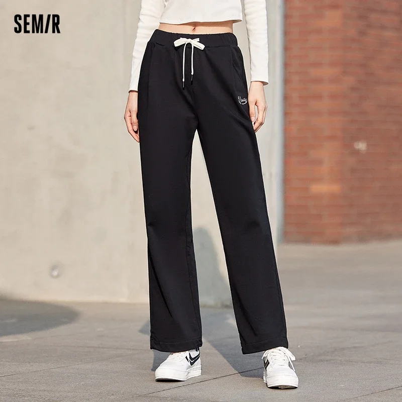 Semir Casual Pants Women Wide-Leg Pants Temperament New Spring Embroidered Drawstring Sweat Pants Simple And Fashionable