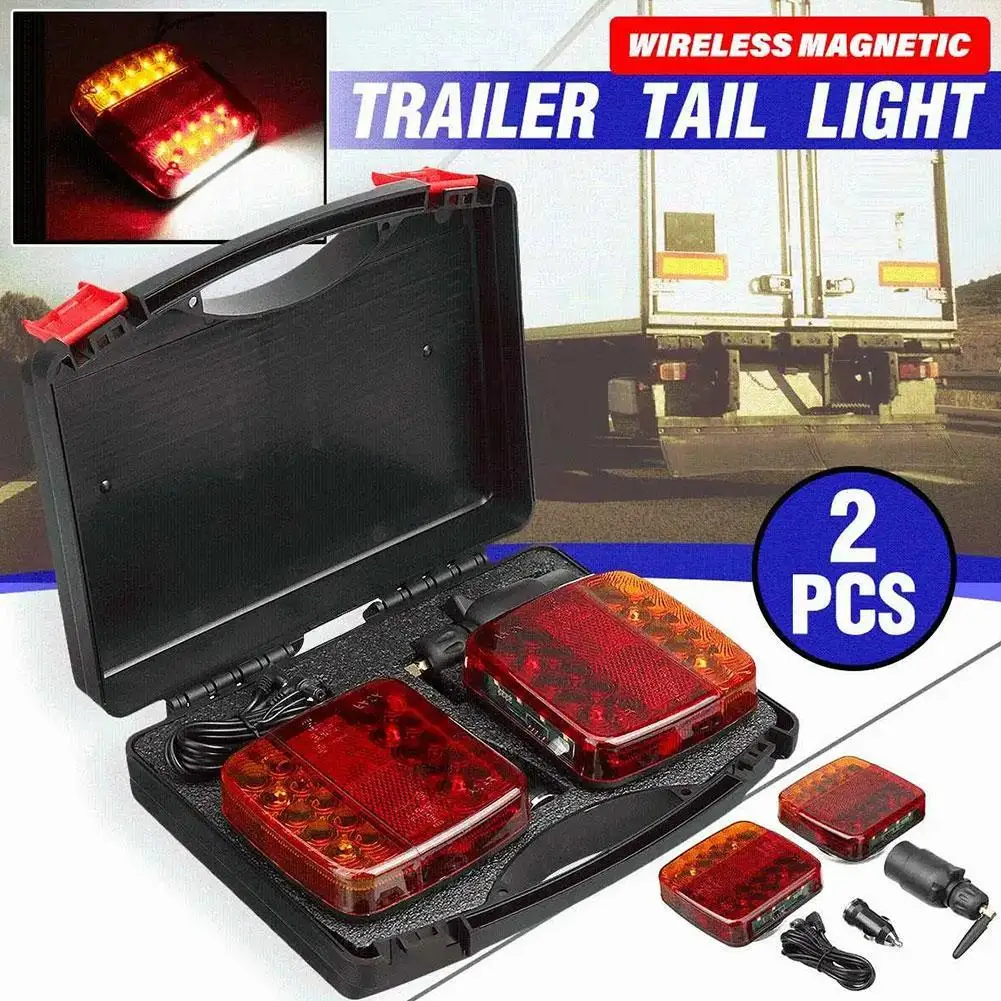 

Rechargeable Wireless Reflective Lens Truck Taillights Brake Lights LED Trailer Rear Tail Turn Signal Lamp Caravan Camper Lorry