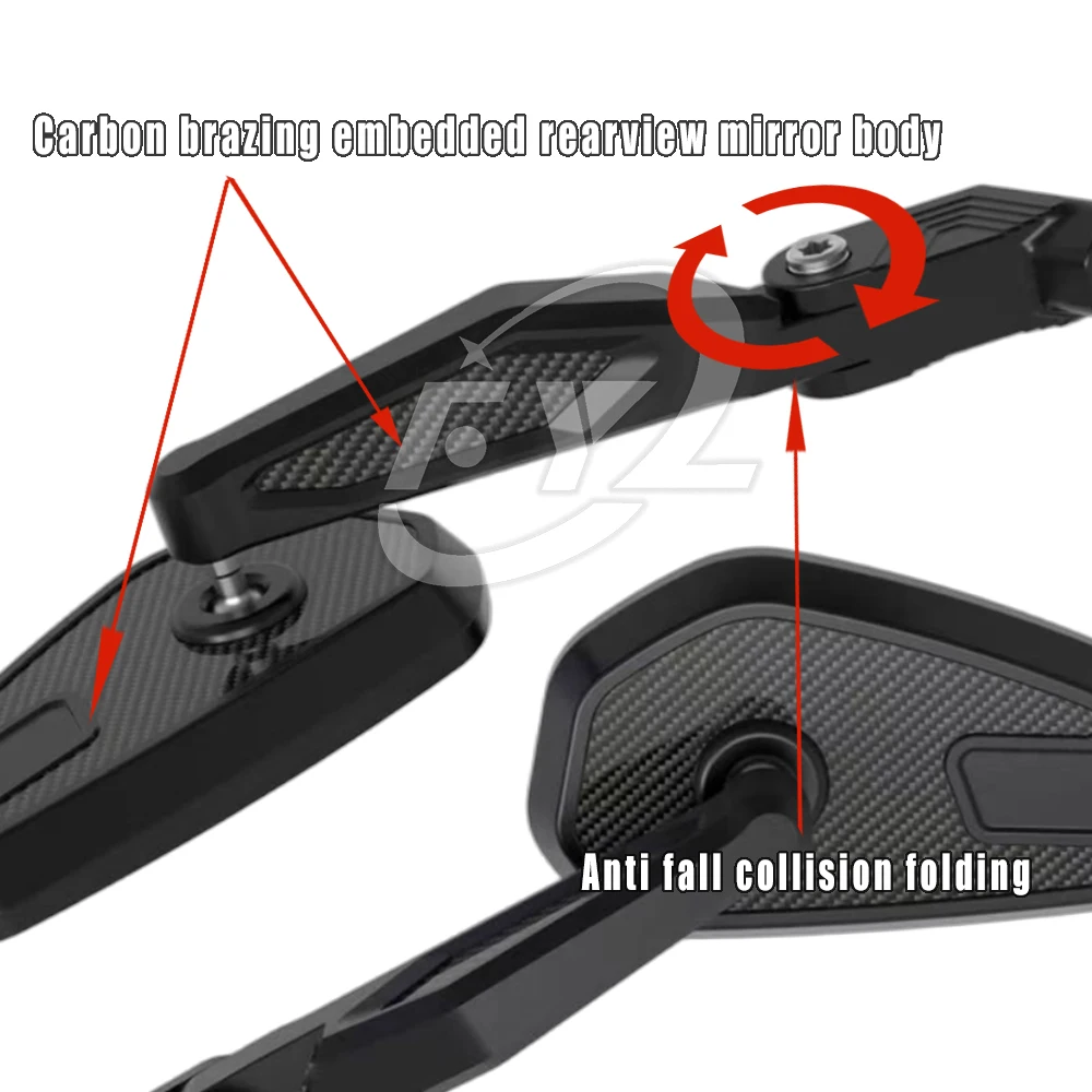 NEW For Honda PCX160 PCX150 PCX125 Motorcycle Mirrors Carbon Fiber Aluminum Alloy Rotatable Rearview Mirrors