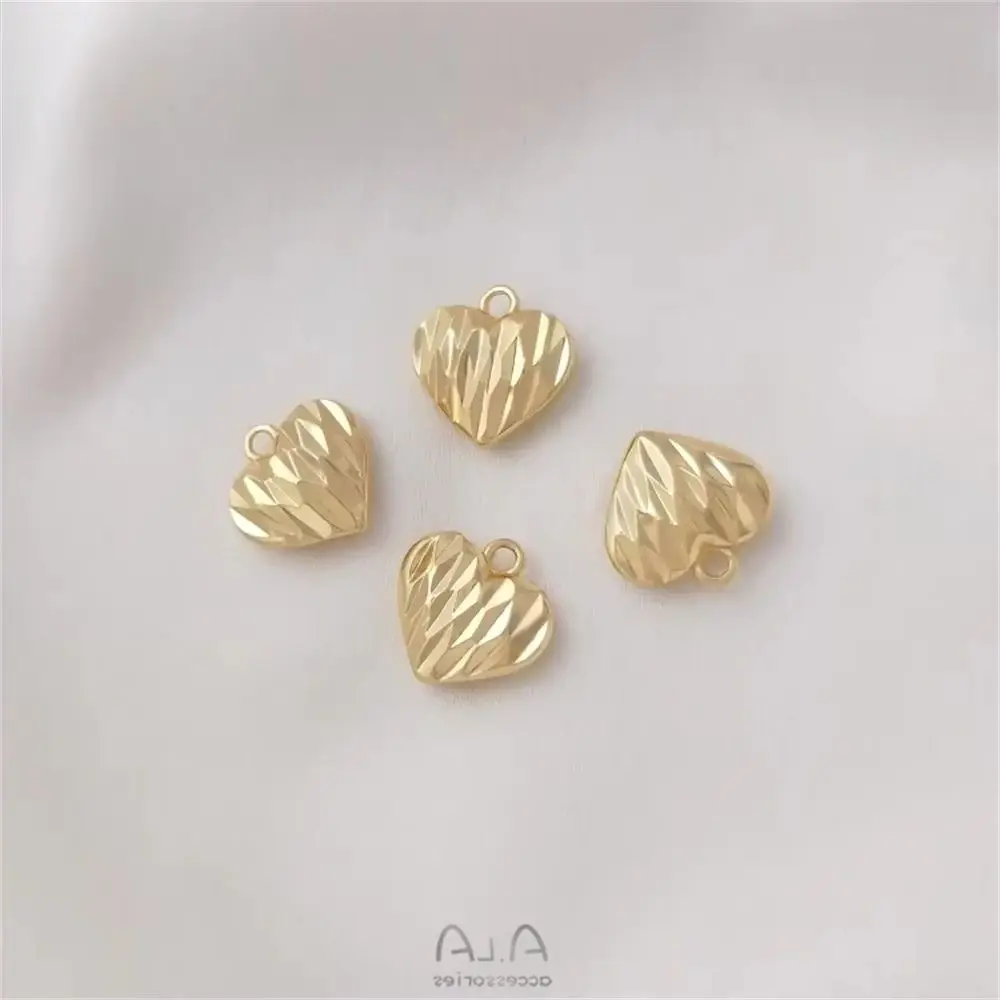 

14K Gold-Color Batch Flower Peach Heart Pendant Faceted Diamond Heart Pendant DIY Bracelet Earrings Jewelry Charms Pendant K350