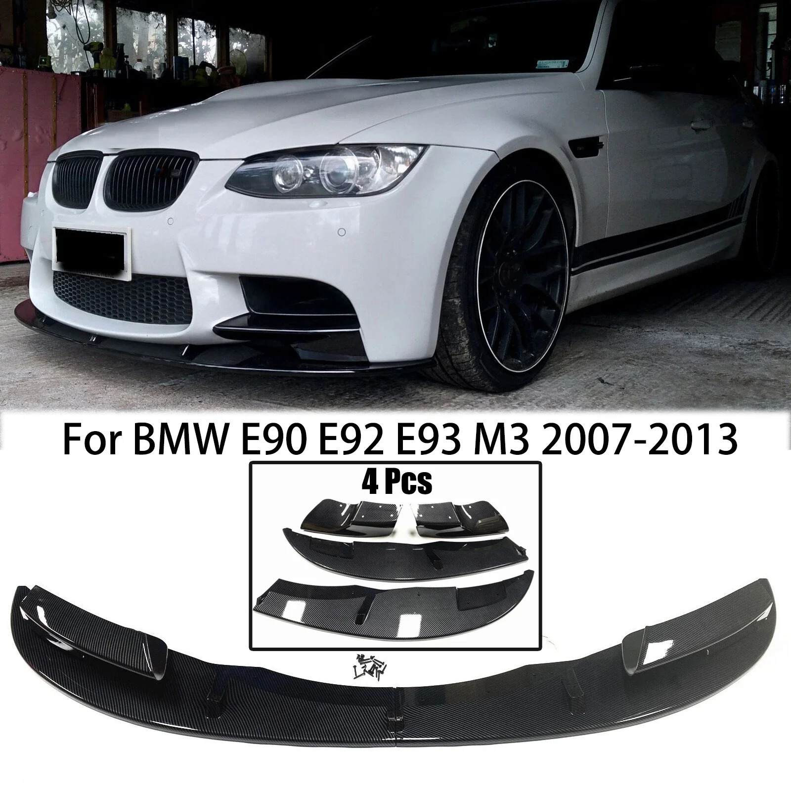 

For BMW E90 E92 E93 M3 2007-2013 Car Front Bumper Lip Splitter Spoiler Diffuser Blade Guard Flap Auto Accessories Carbon Fiber