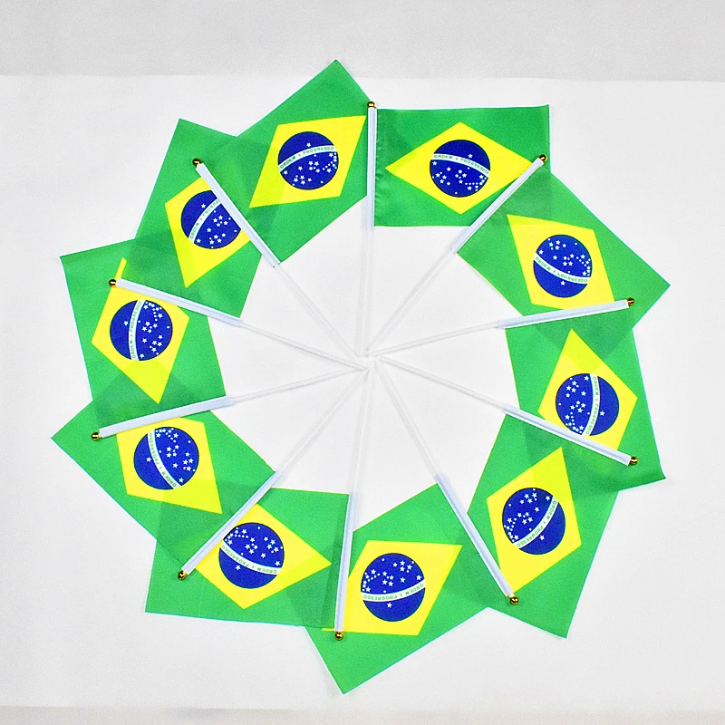 Brazil 14*21cm 10pieces flag Banner for meet Parade party Hand waving National Flag