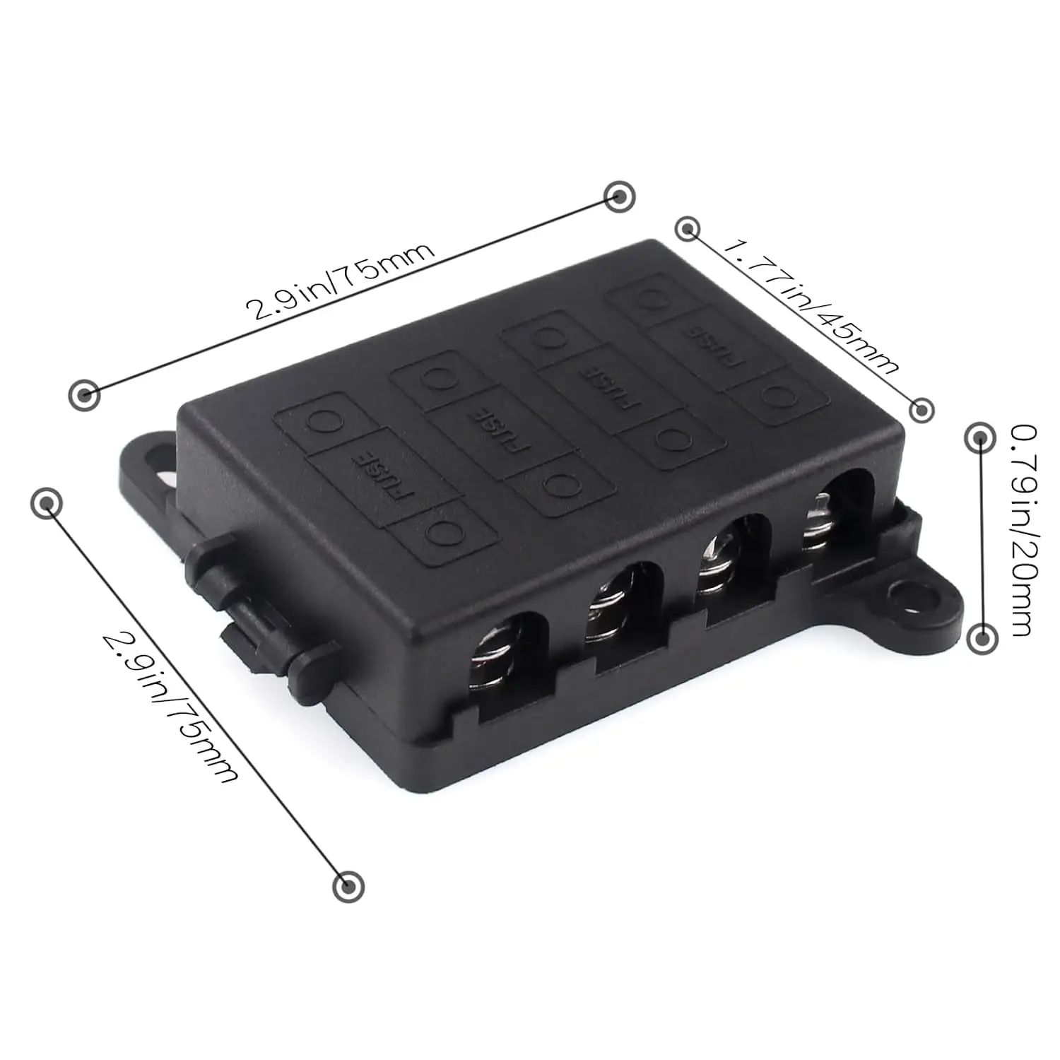 Fuse Box 4 Way Mini Fuse Holder with Cover High Current MANL Fuse Block for Forklifts, Cars, Buses