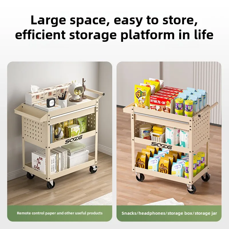 trolley rack household multi-functional mobile storage rack three-layer tool cart