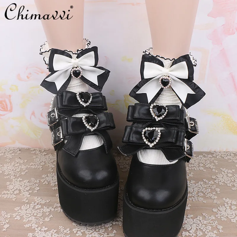 Sweet Girls Cute Lace Socks Women Japanese Style Pure Cotton Socks Summer New Bow White Stitching Rojita Lolita Y2k Socks