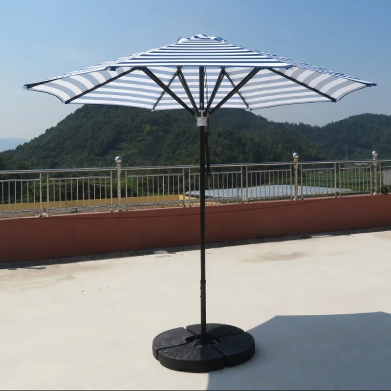 2026 2026 3M Customized Stripe Pattern Fabric Outdoor Cafe Patio Central Pole Umbrella Garden With Base