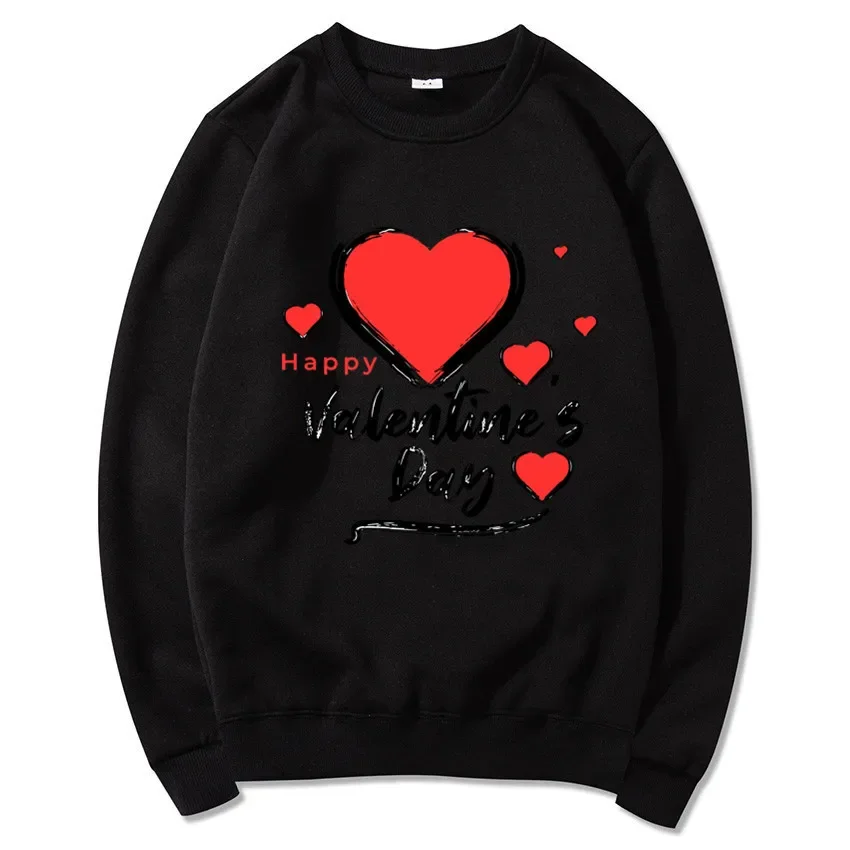 Nuovo San Valentino Amore Fiore Lettera Stampa Girocollo Felpa con cappuccio Felpe Estetica Streetwear Felpa da donna Abbigliamento donna