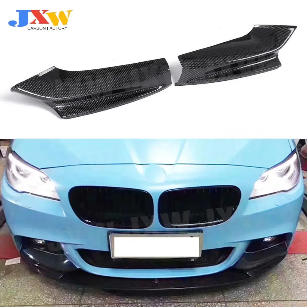 2Pcs/Set Carbon Fiber/ABS Front Lip Splitters Aprons For BMW 5 Series F10 F18 M Sport Bumper 2011-2017 Head Chin Flap Cupwings