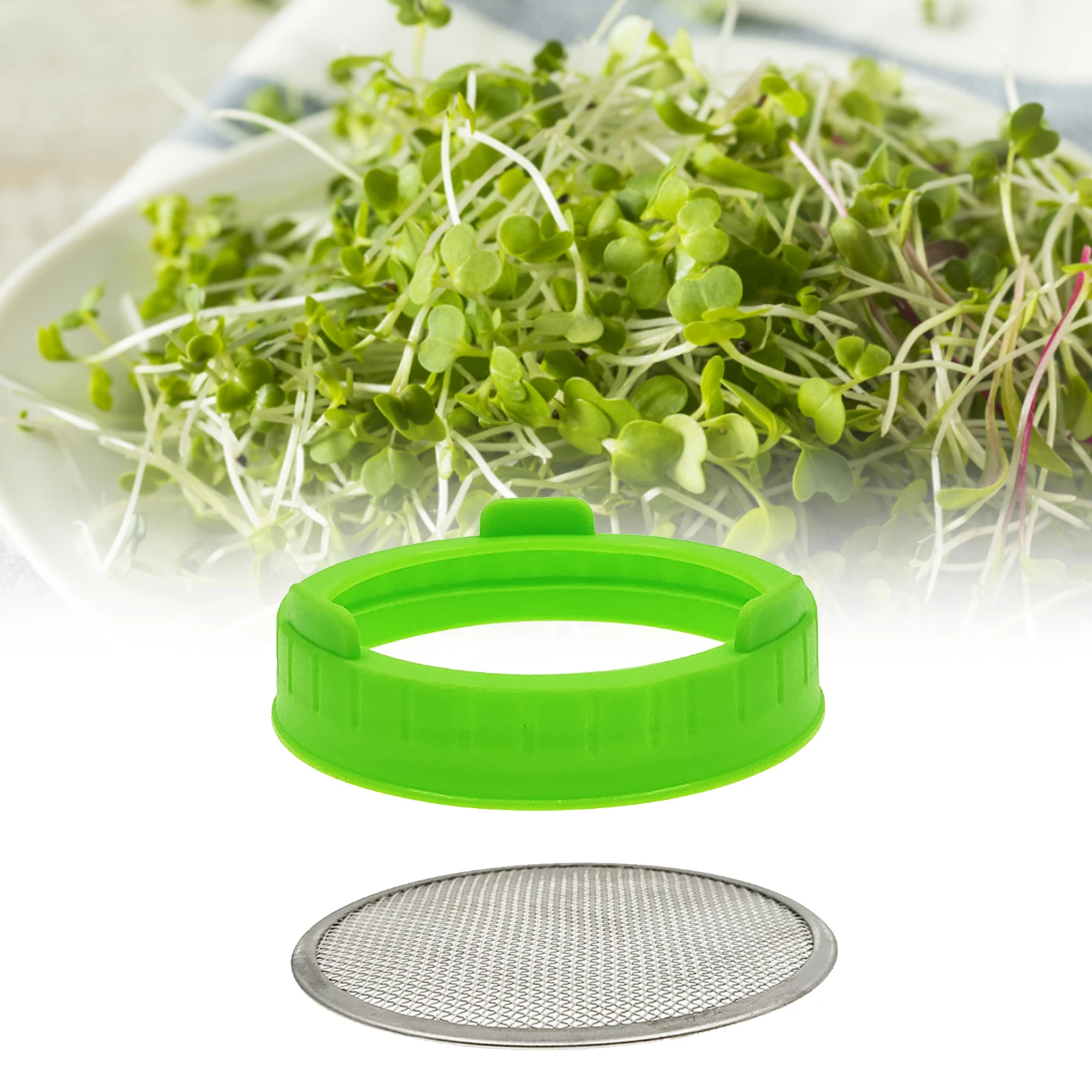 Sprouting lids, Plastic Sprout Lid with Stainless Steel Screen for Wide Mouth Mason Jars, Germination Kit Sprout Sprout Maker