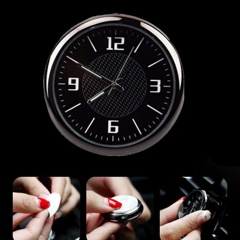 Mini Digital Watch Car Clock Luminous Automobiles Internal Stick-On Mechanics Quartz Clocks Auto Ornament Motorcycle Clock