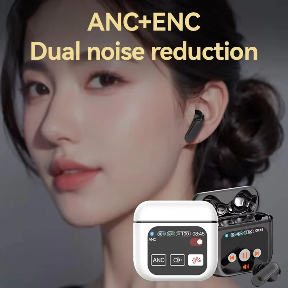 SE60 Bluetooth 5.4 Headphones ANC Active Noise Cancelling Earphone with Touch Screen HiFi Wireless In-Ear ENC Earbuds Microphone