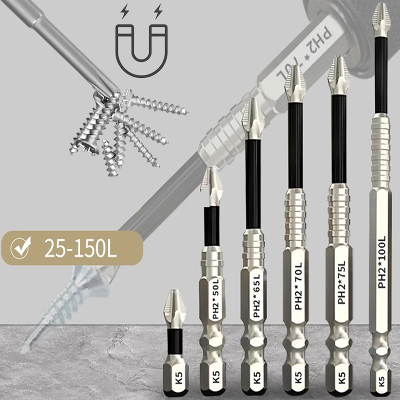 

K5 Cross Screwdriver Head Non-slip High Hardness Bit Strong Magnetic Black Cross Head Electric Drill Electric Screwdriver Bit