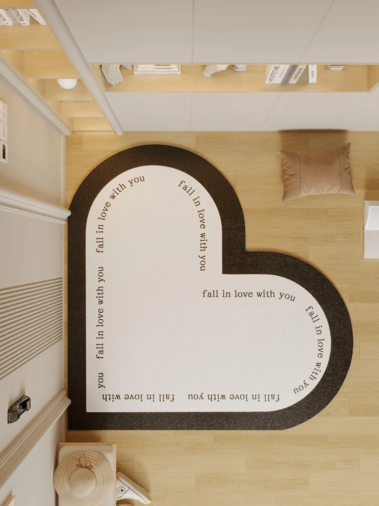 

Ele Heart-aped PVC Entrance Mat Easy to Clean No-Wa Door Mat Anti-Slip Home Entrance Doormat Simple Sle Floor Mat