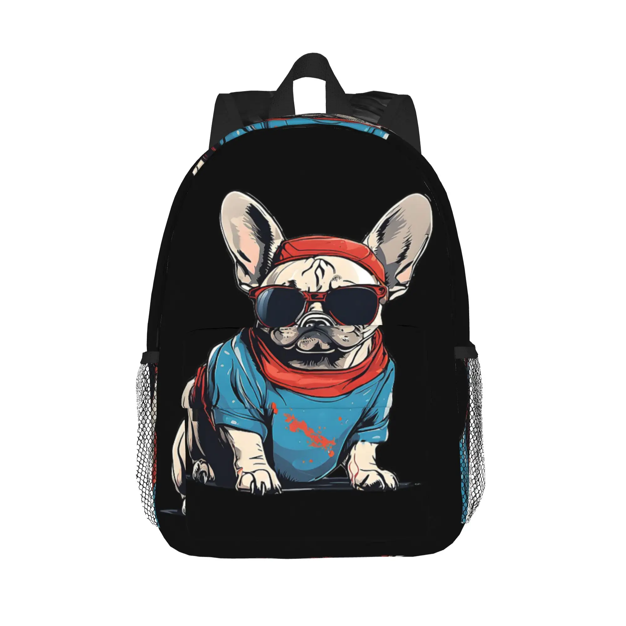 French Bulldog Vibes Wearing sunglasses Backpack Hot Sale Daypack Boys Girls BookBag Shoulder Bags for Men Women School Bag