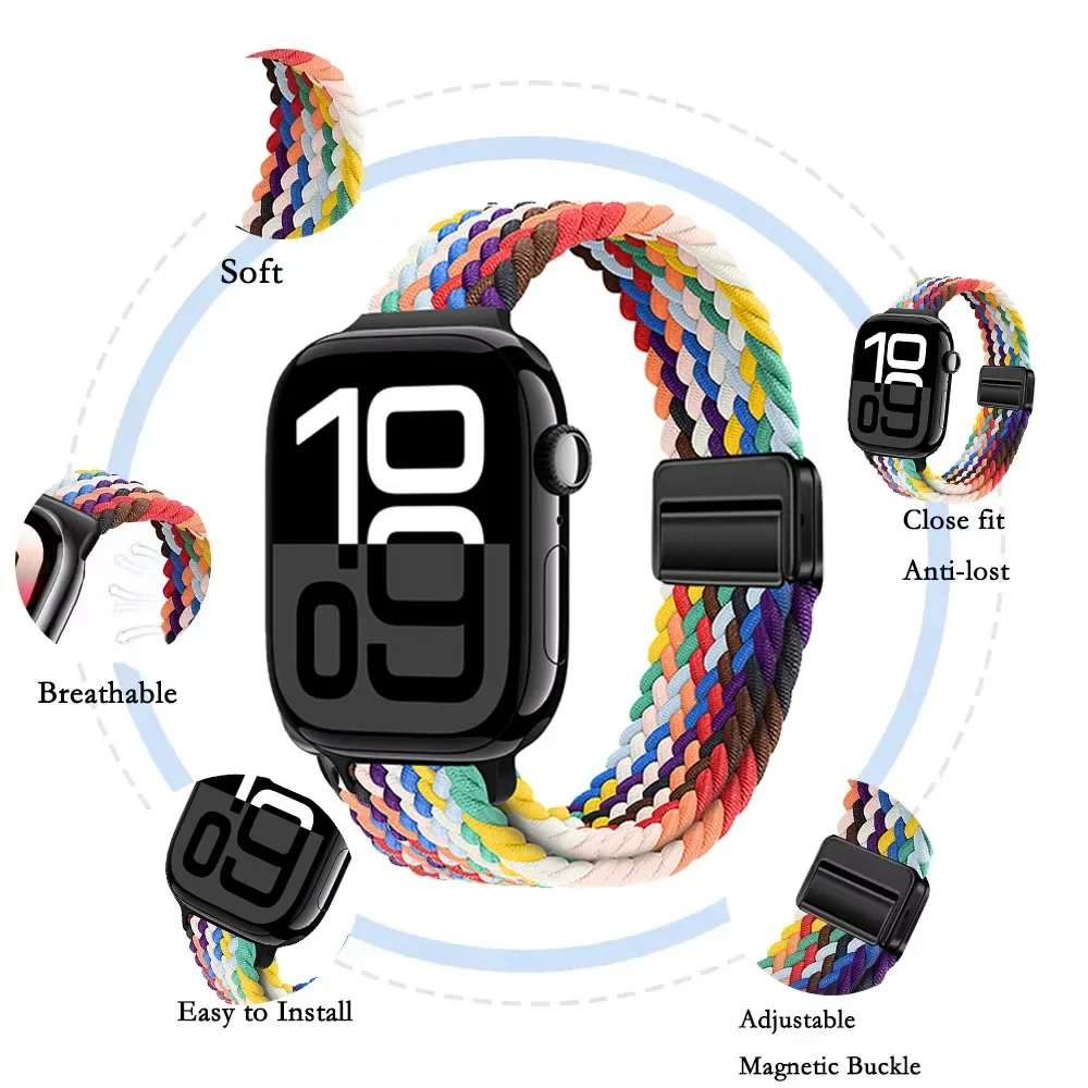 Slim Braided Loop Nylon Strap for Apple Watch 12 11 10 46/42mm Ultra 4 3 49mm Watchband IWatch 9 8 7 6 5 4 SE 45/41/40/44mm Belt