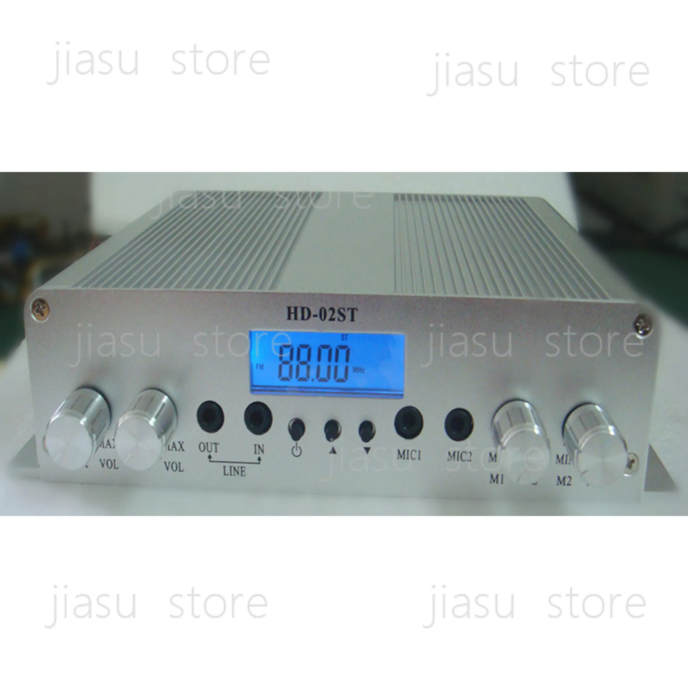 25W FM radio transmitter stereo PLL broadcast station 88MHz-108MHz, 2 MIC Input audio amplifier for home school church