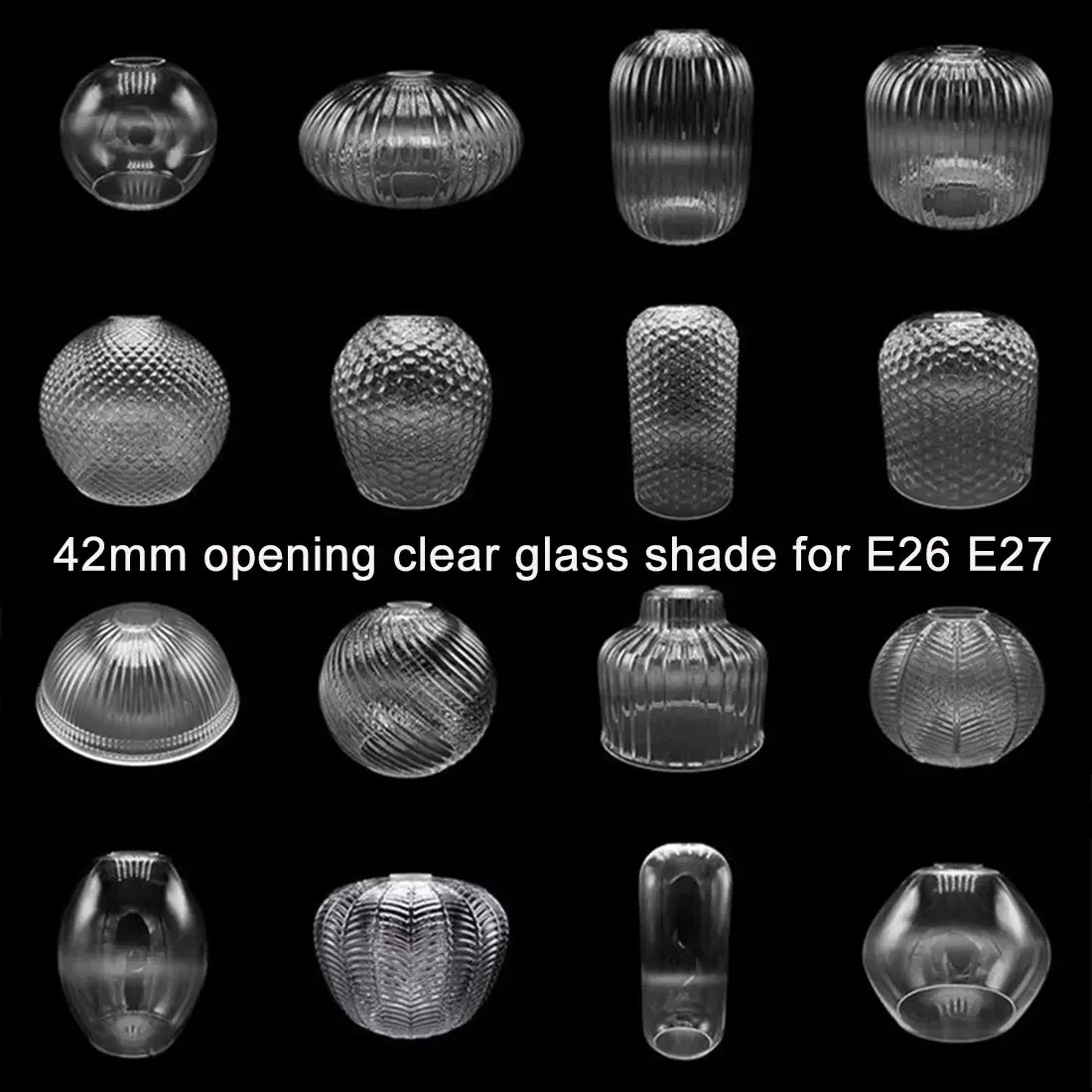 

Big Clear Special-shaped Glass Shade 42mm Opening Bowl Wine Cup Pumpkin Irregular Transparent E26 E27 Lampshade Replacement