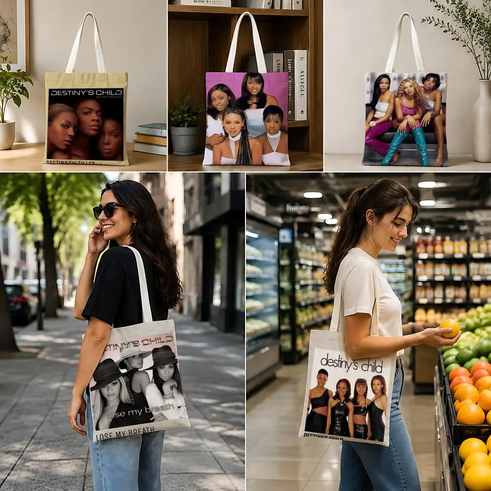 Band-Destinys ChildS Storage Bags Sac en toile léger et pliable, sac à bandoulière réutilisable pour le shopping avec sangle