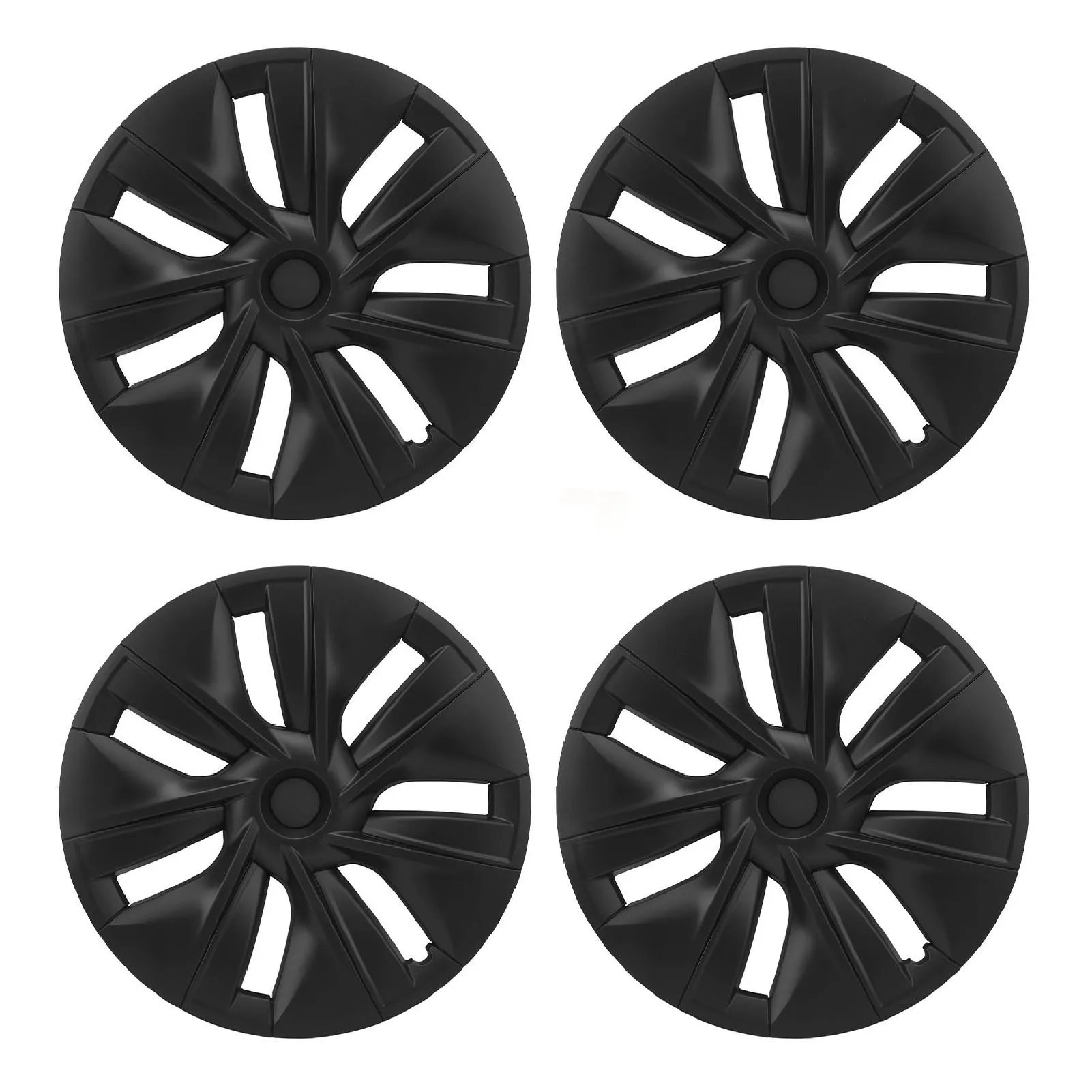 4PCS Wheel Hub Cap Matte Black High Strength Textured Design Replacement for Tesla Model Y 2020‑2023