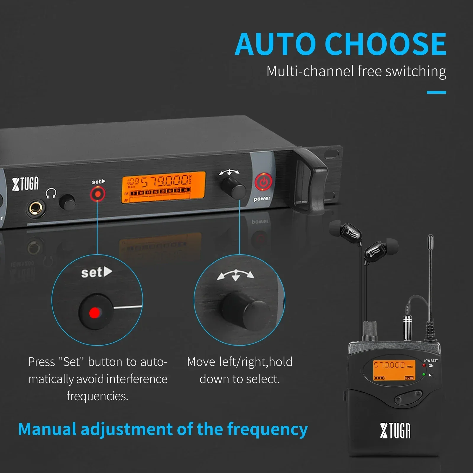 XTUGA RW2080 Whole Metal In-ear Monitor Wireless System Multi Transmitter Wireless InEar Monitor Professional Stage Performances