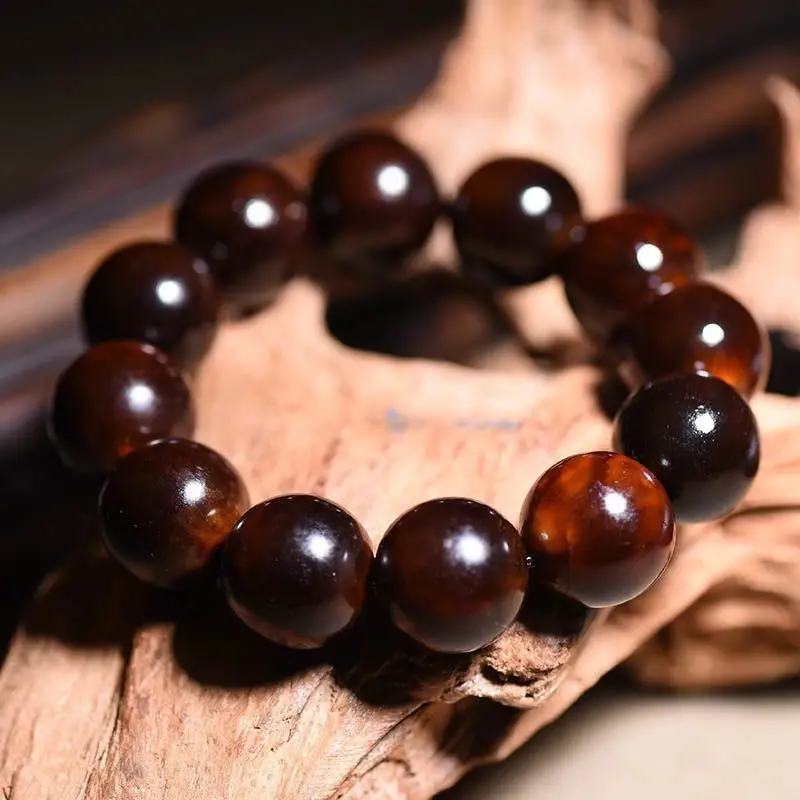 Natural full-blood wine red round bead bracelet, mountain turtle shell golden armor Buddha beads, unisex and cou