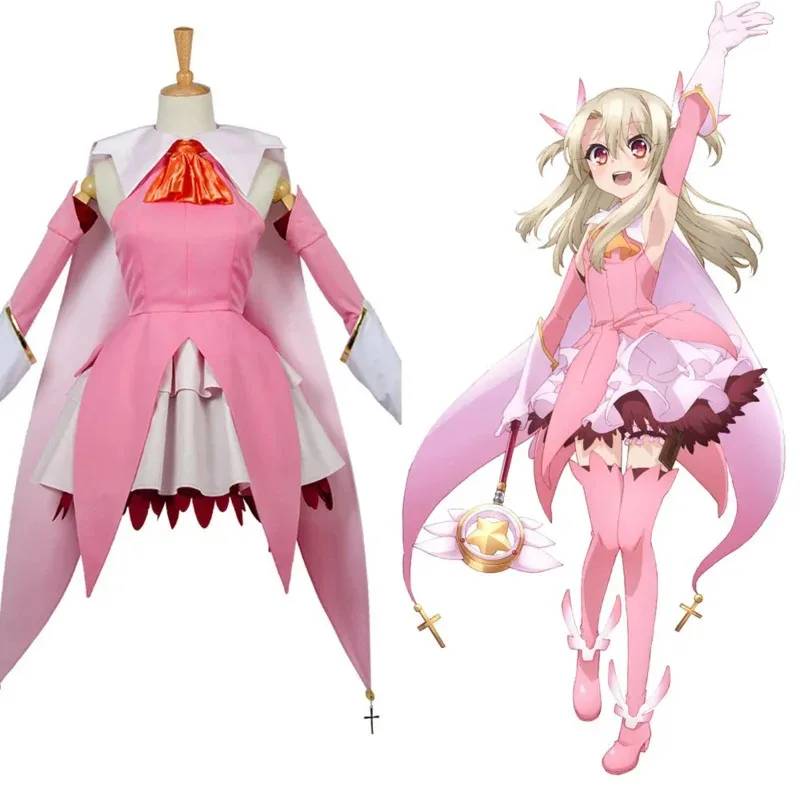 

Аниме Fate Kaleid Liner Prisma FGO Illya Косплей Костюм Розовое Платье Топ Многослойная Юбка С Плащом Хэллоуин На Заказ