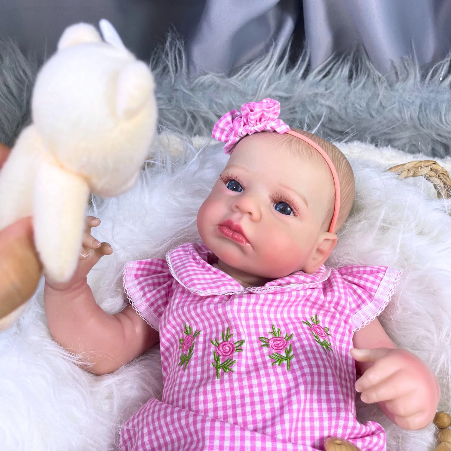 Mrb boneca bebê reborn, 20 espaços, loulou acordado, princesa, menina, olhos azuis abertos, pele 3d, veias visíveis, boneca colecionável, brinquedo, presente de natal