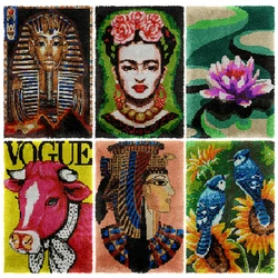 New Smyrna Golden Mask Carpet Crocheting DIY Cushion Flower Latch Hook Rug Kit Needlework Crocheting Embroidery Mat Decorative