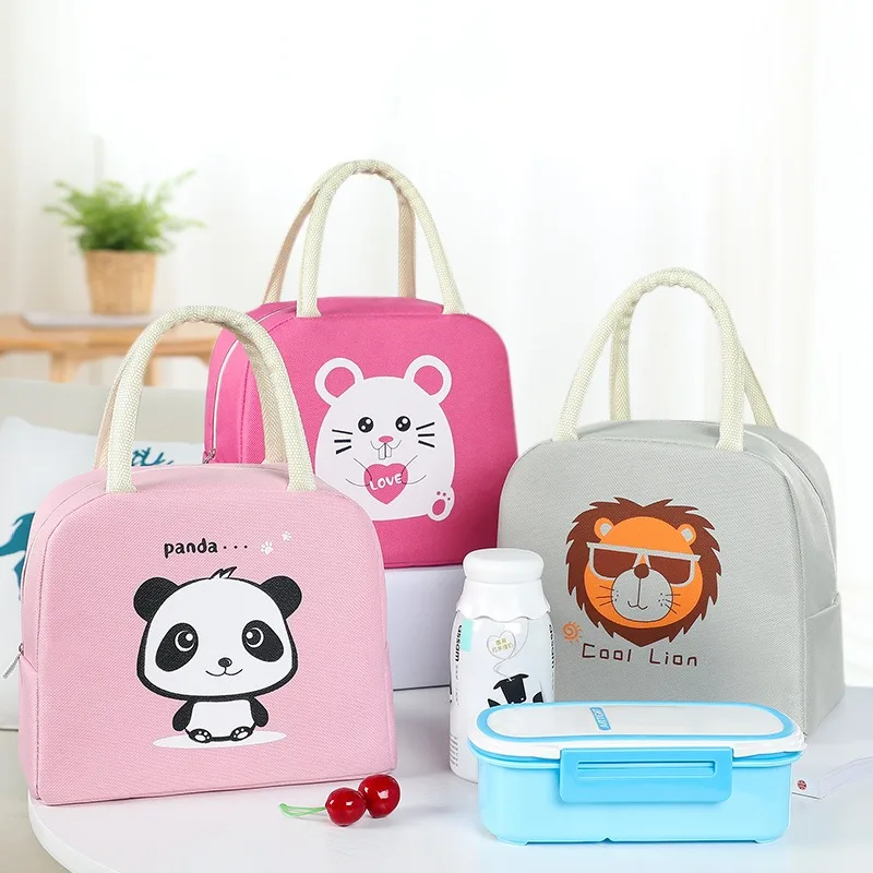 Cartoon Animal Bento Bag Cute Insulated Rice Thermal Bag Lunch Box Portable Insulated Camping Box Camping Accessories