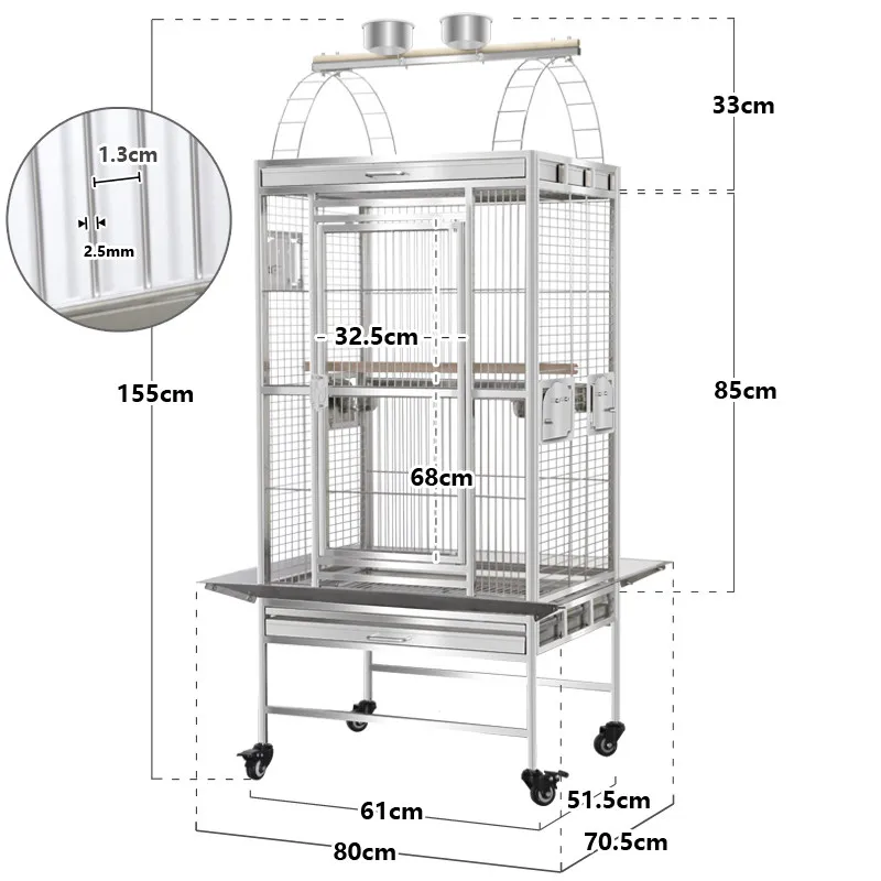 Birdcage Gray Parrot Bird Cage Extra Large Stainless Steel Bird Cage Eclectic Parrot Breeding Large Cage