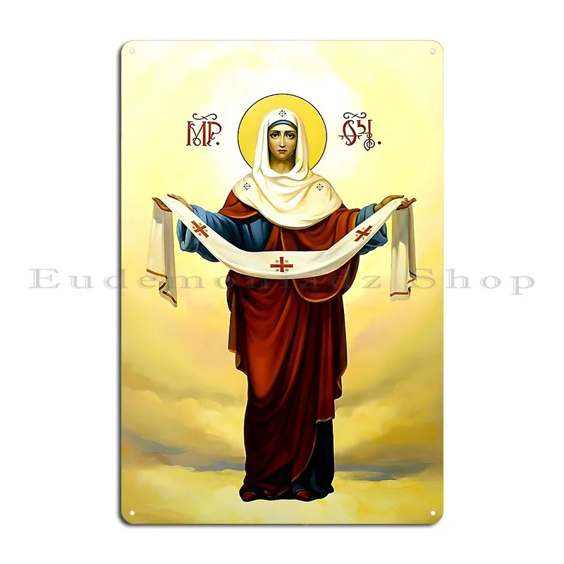 Mother Of God Orthodox Icon New 2 Bogorodica Metal Plaque Poster Personalized Club Party Living Room Designing Tin Sign Poster