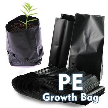 PE 검은 묘목 심기 가방, 통기성 보육 식물 재배 화분, 정원 과수원 나무 이식 용기, 50 개