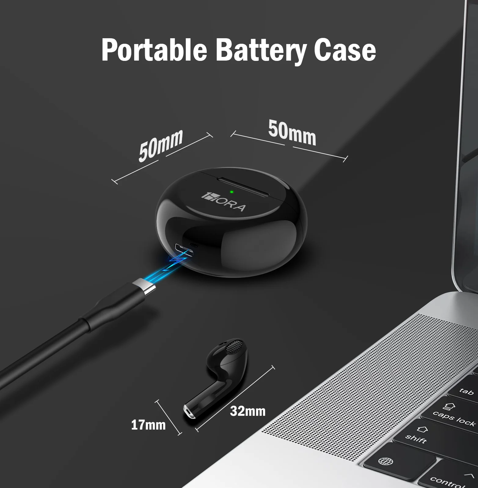 1HORA AUT119 سماعات رأس لاسلكية TWS Bluetooth 5.3 صوت واضح داخل الأذن متوافقة مع IOS/Android/الأجهزة اللوحية