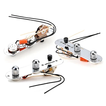 Wired Controle Plaat Chrome 3 Manier Wired Geladen Voorbedraad Controle Plate Harness Switch Knoppen Voor Tl Tele Telecaster Gitaar Onderdelen