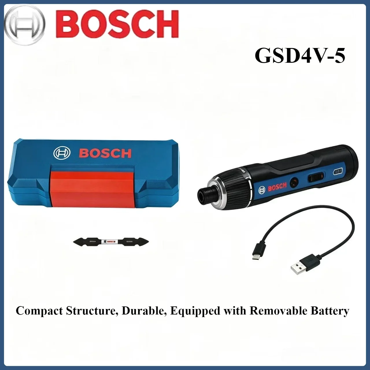 Bosch GSD4V-5 Rechargeable Electric Screwdriver, 280-363 RPM, Ideal for Furniture Assembly and Wood Screw Tightening