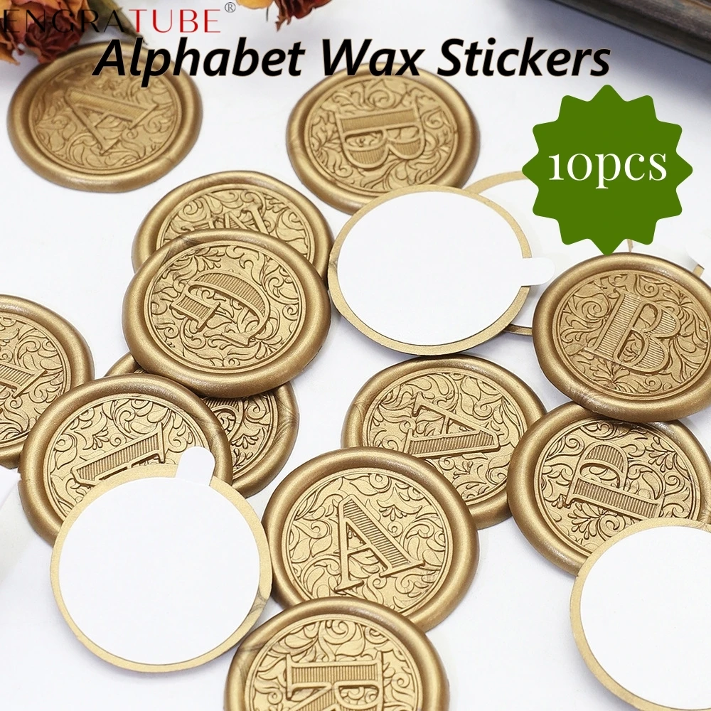 10pcs Self Adhesive Wax Seal Stamp Stickers Multilayer Alphabet For Wedding Invitations Envelope Gift Packaging Scrapbooking