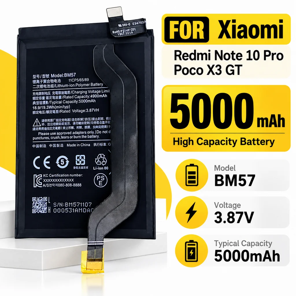 5000mAh BM57 Phone Replacement Battery For Xiaomi POCO X3 GT / Redmi Note 10 Pro China Mobile Phone Lithium Battery