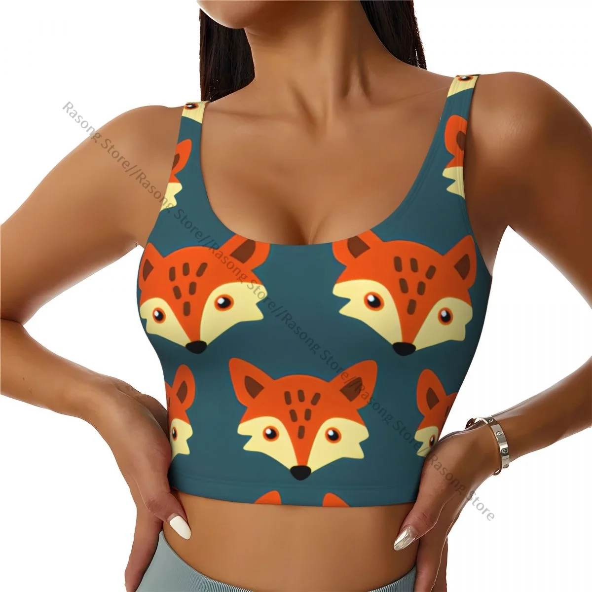 Women Sexy Sports Vest Cute Little Fox Female Streetwear Sport Lingerie Tee Crop Top