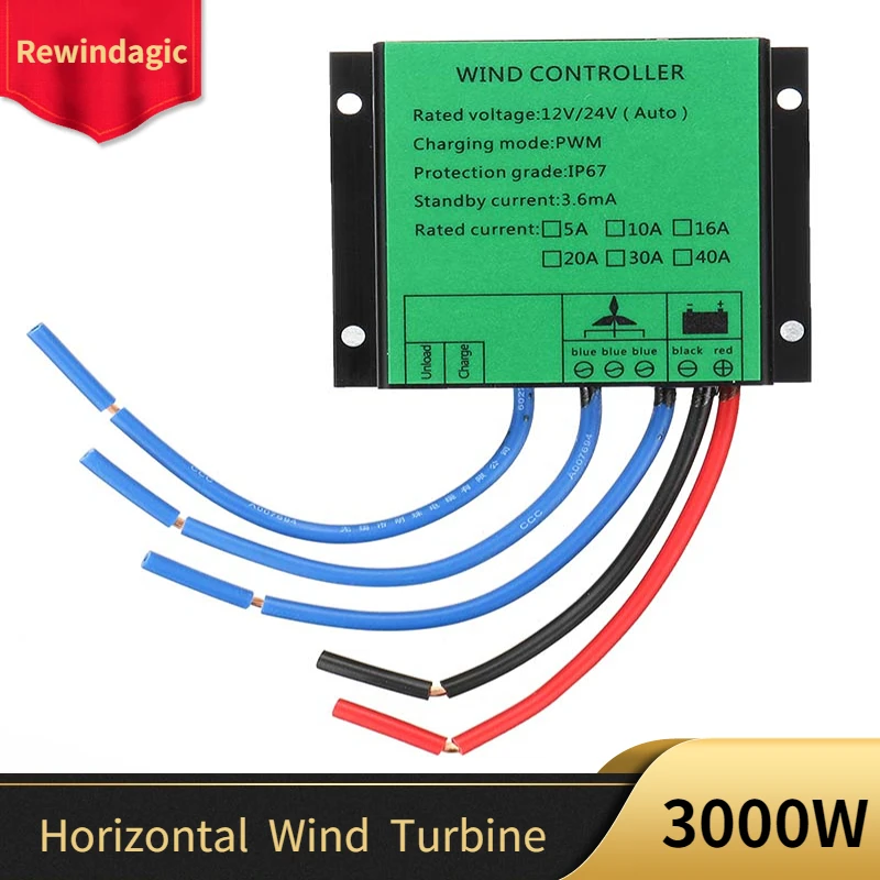 3000W Free Energy PWM Wind Charge Controller 12v/24v AUTO For Wind Turbine Generator Water Proof High Heat Dissipation Design view 3