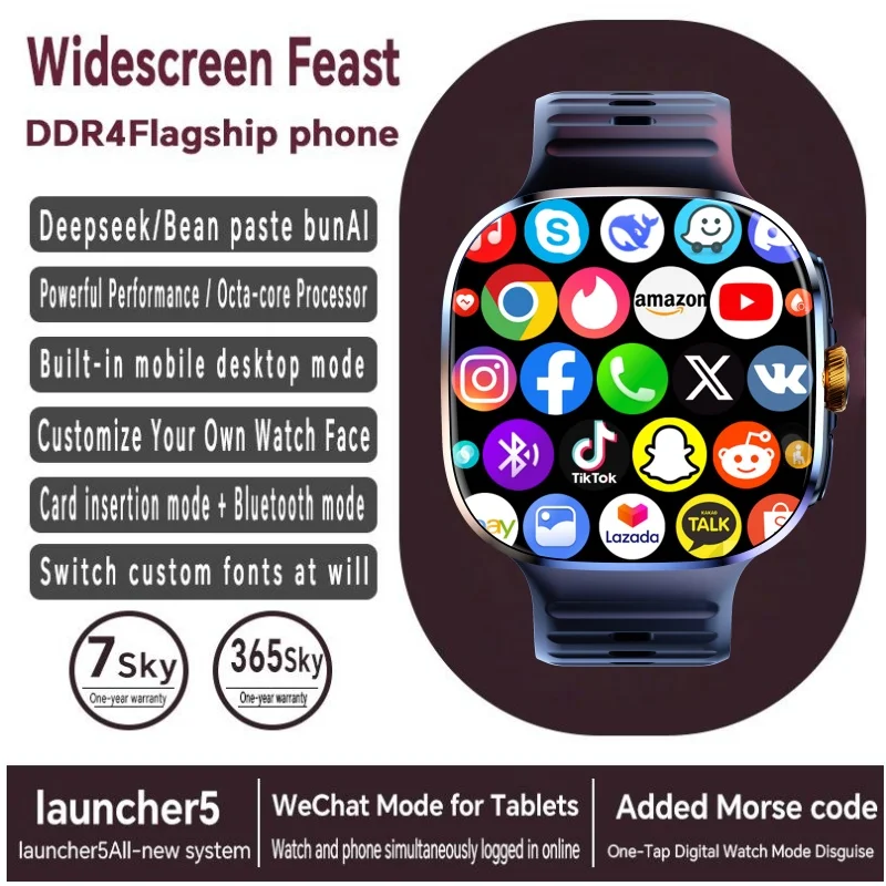 M99 Smartwatch 2.4 inch Amoled Screen insert Sim Card GPS WIFI 190° Rotating Camera Game Android 4G 5G Full Netcom Smart Watch