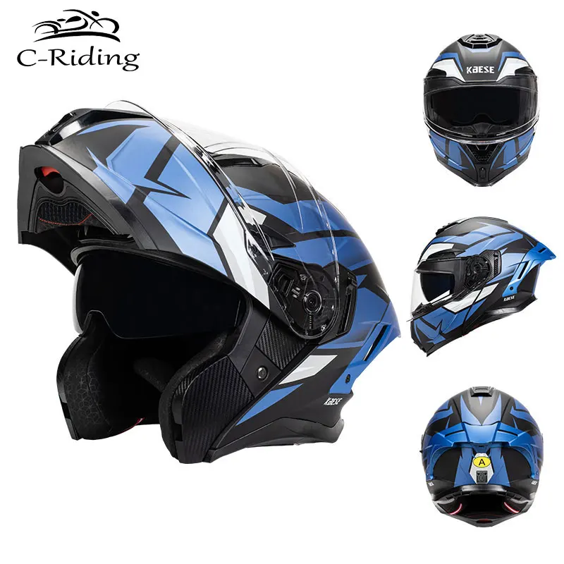 

DOT Approved Double Lens Flip Up Dual Visors Helmet Full Face Motorcycle Helmets Men Women Cafe Racer Modular Motocross Helmets