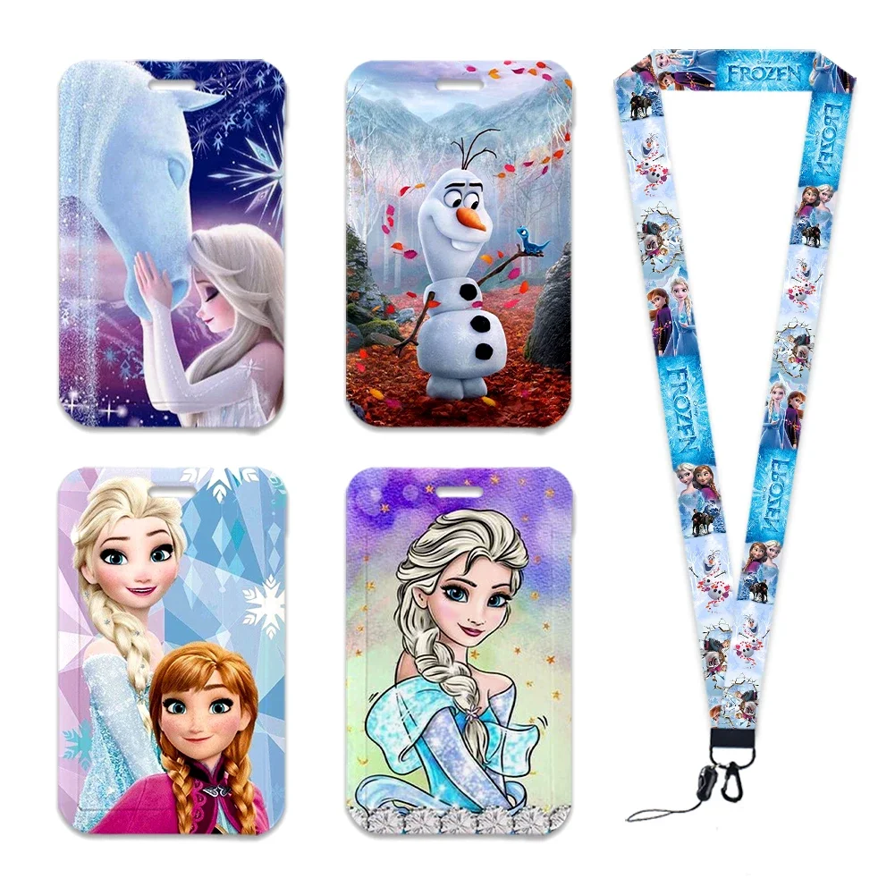 

Disney Princess Elsa Lanyards For Keys Chain ID Credit Card Cover Pass Mobile Phone Charm Neck Straps Badge Holder Gifts